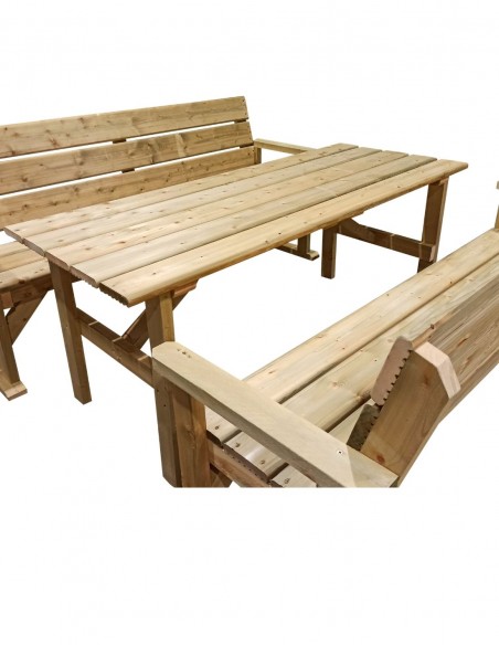 Timber Garden Furniture SET. Garden Table 6ft and 2 Garden Benches 6ft