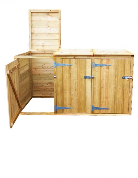 Timber storage unit for wheelie bins available form Craft Garden Sheds