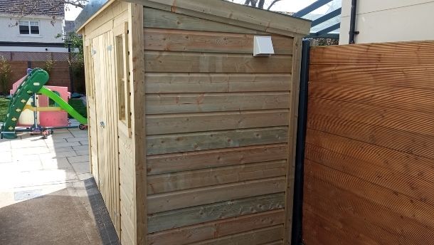 narrow garden sheds to fit side entrance